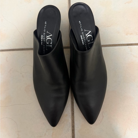 Agl Shoes - AGL Black Leather Pointed Mules